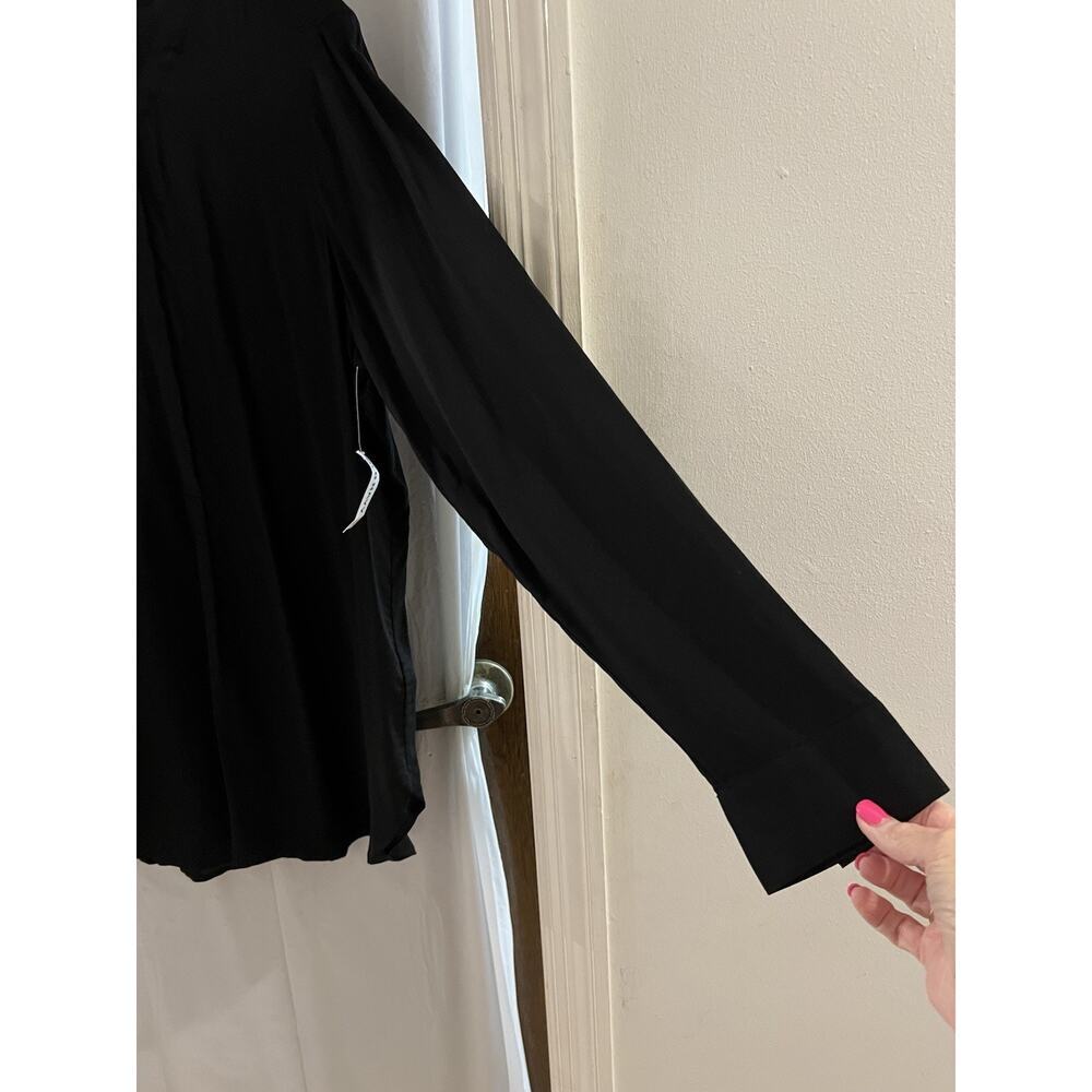 Old Navy Black Long Sleeve Tunic Shirt Sz L NWT Goth Classic Peasant Boho - Picture 4 of 6